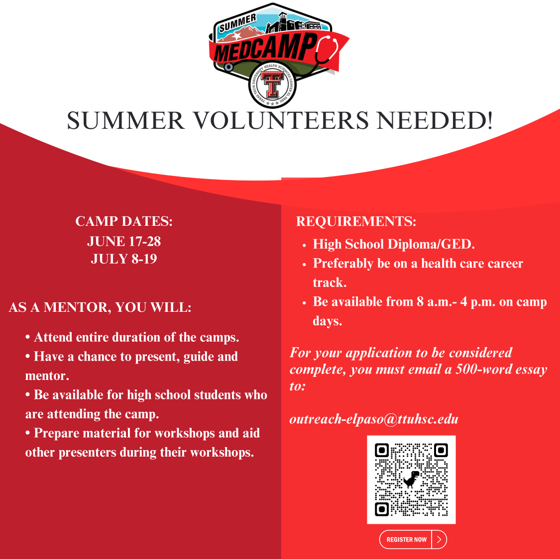 Summer Volunteers flyer